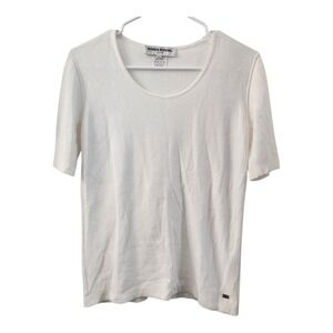 Sonia Rykiel Paris Italy Cream Cotton Knit Top Short Sleeve Women's 40/US8 Shell